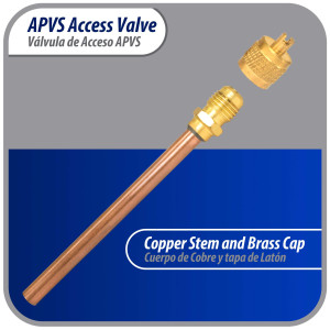 Appli Parts APVS-14143K10 10 pack 1/4 in SAE Access Schrader Valve x 1/4 ODF x 3 in Copper Stem with Valve Core and Cap with gasket and core remover for AC and refrigeration systems