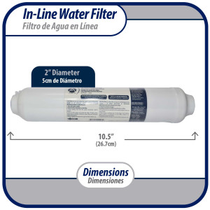 Appli Parts APWF-100 In Line Water Filter 1/4 in (Connectors Not Included) Service Life 2500 gallons or 1 year, Pressure Range 30 to 125 PSI maximum