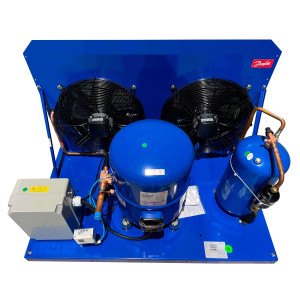 Danfoss OP-HGZ125D39Q Condensing Unit Microchannel Coil 10HP MBP 230V/3Ph/60Hz R134a,R404A,R448A,R449A,R452A,R513A POE Oil 2 Fan with Reciprocating Compressor MTZ125-3 115N0318
