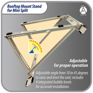 Appli Parts APAB-4335 Rooftop Mount Stand for Mini Split 9000 to 24000 BTU Supports 335 lb Adjustable 10 to 45 Degrees Includes Anti Vibration Pads and Full Installation Kit