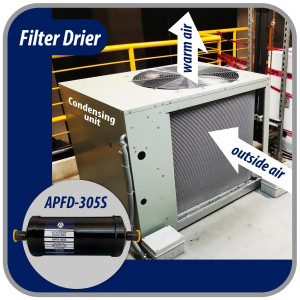 Appli Parts APFD-305S 5/8 in Liquid Line Refrigerant AC Filter Drier hvac Refrigeration 305S ODF Sweat Solder connection universal unidirectional 10 in long 3-1/4 in wide