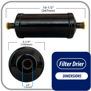 Appli Parts APFD-305S 5/8 in Liquid Line Refrigerant AC Filter Drier hvac Refrigeration 305S ODF Sweat Solder connection universal unidirectional 10 in long 3-1/4 in wide