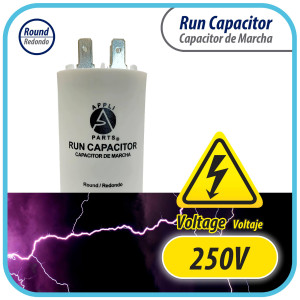 Appli Parts Run Capacitor for electric motors 60 Mfd uF (microfarads) 250VAC Plastic Case with terminals CBB60 Round Universal fit water pumps and others 4-1/4 in High 2 in Wide CON-60-250-P