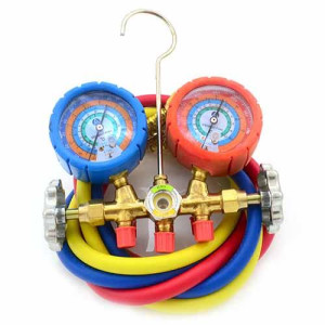 Appli Parts Analog Manifold Set Compatible with R12, R22, R134a, R404A, Brass Includes 36in Hose Set With Sightglass 1/4in sae Apmg-A2b36s Ref. Ct-536g