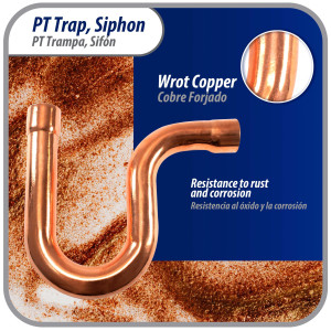 Appli Parts AP-PT078 7/8 in Wrot Copper Suction P-Trap ODF CxC connections for refrigeration, air conditioning and plumbing applications ACR and Type L copper pipe