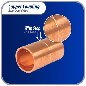 Appli Parts AP-A038B10 3/8in Wrot Copper Coupling fitting C x C Sweat connections for refrigeration, air conditioning and plumbing applications ACR and Type L copper pipe (10 x Bag)

