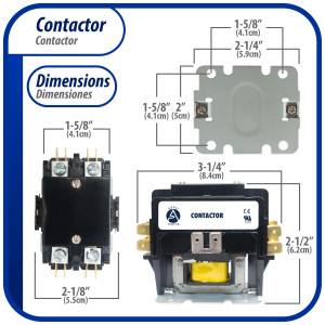 Appli Parts APAC-220240 Heavy Duty Contactor 2 Poles 20A 240V Coil Replacement for AC Compressors and Electrical Applications UL Certified E476929