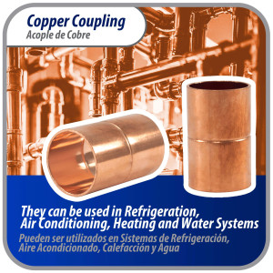 Appli Parts AP-A034 3/4 in Wrot Copper Coupling fitting CxC Sweat connections for refrigeration, air conditioning and plumbing applications ACR and Type L copper pipe