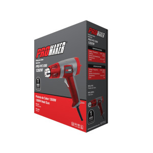 Promaker 1500W Heat Gun PRO-PC1500KIT
Voltage - Frequency: 120V - 60Hz
Amperage: 13.0AMP
Power: 1500W
Number of temperatures: 2
Temperature: 482 - 842 F
Cord: 6.5ft
