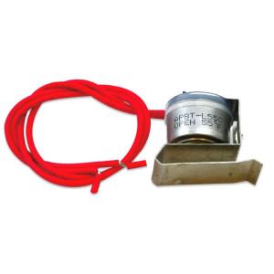Appli Parts APBT-L55C Bimetal Thermostat 2 Wire, Open 55 F and Close 35 F, With Clip, red and red colored wires, Reference BIM-317 / Thermodisc