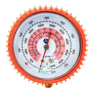 Appli Parts APMG-GA1H High Side 1/4 in SAE Compatible with R410A, Replacement Analog Manifold Gauge, Dual Pressure Kpa/psi Scales, Dual Temperature Fahrenheit/Celsius Scales 