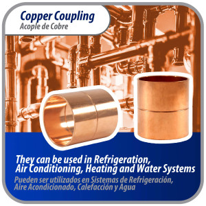 Appli Parts AP-A158 1-5/8 in Wrot Copper Coupling fitting CxC Sweat connections for refrigeration, air conditioning and plumbing applications ACR and Type L copper pipe (5 x Bag)

