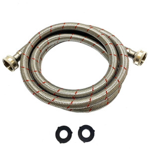 Appli Parts APIH-7234 2-Pack 6 ft Washing Machine Inlet Hose Braided Stainless Steel with Seal 3/4 in NPT Female Fitting works for hot and cold water