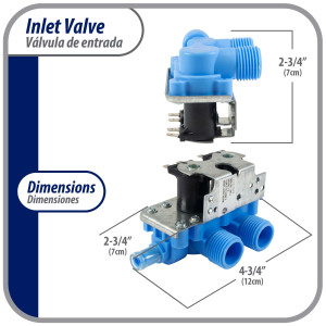 Appli Parts WH13X81 inlet water valve for washing machine 2 x 3/4 NPT Inlet 1 x 1/2 Outlet 110-120V 50/60Hz Universal replacement for General Electric and other brands APIV-2111
