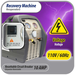 Appli Parts APRRM-11 1 Hp Refrigerant Recovery Machine for hvac freon reclaim 110 V, 60 Hz ,Portable Universal application works with multiple refrigerant includes filter drier and hose