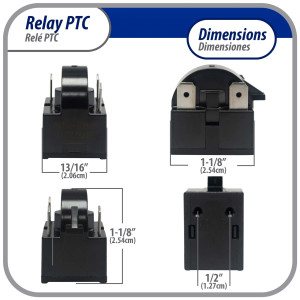 Appli Parts APSR-4002P Mini Fridge relay switch 3 pin 4.7 Ohm 110V Universal PTC Start relay replacement part for multiple brands of refrigerators wine cooler
