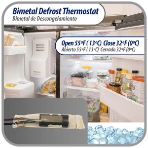 Appli Parts APBT-S2013 Bimetal Thermostat Asian Type 2 Wire Open 55 F and Close 32 F, with brown and black wires, Reference BIM-2013 / Thermodisc