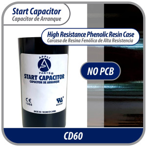 Appli Parts CON-88-110 Motor Start Capacitor 80-106 MFD uF, 110-125 VAC. Universal for Electric Motor Applications, 1.44 in Wide, 2.75 in Height