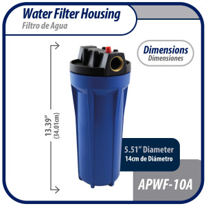 Appli Parts APWF-10A Water Filter 10 in Blue with 3/4 in Female Bronze Connector (Does not include the filter element)