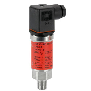 Danfoss 060G1711 Pressure Transmitter, 0-200 Psia 4-20 Ma, AKS 33, Pressure Connection Size: 1/4-18, Pressure Connection Type: Npt, Electrical Connection Size: Pg 9, Electrical Connection: Din-Plug 