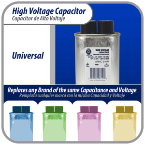 Appli Parts APMC-21091 0.91uf mfd (microfarads) High Voltage Microwave capacitor 2100V 50/60Hz CH85 21091 Universal Replacement for Multiple Brands NO PCB 