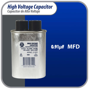Appli Parts APMC-21091 0.91uf mfd (microfarads) High Voltage Microwave capacitor 2100V 50/60Hz CH85 21091 Universal Replacement for Multiple Brands NO PCB 