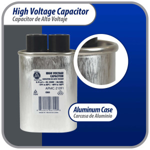 Appli Parts APMC-21091 0.91uf mfd (microfarads) High Voltage Microwave capacitor 2100V 50/60Hz CH85 21091 Universal Replacement for Multiple Brands NO PCB 