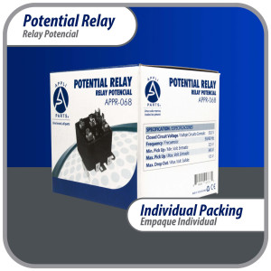 Appli Parts APPR-068 Potential Relay 068, Coil Voltage 502 V, Min Pick up 325 V, Max Pick up 345 V, Max Drop Out 135 V, 50/60 Hz Universal replacement for HVAC and Refrigeration units