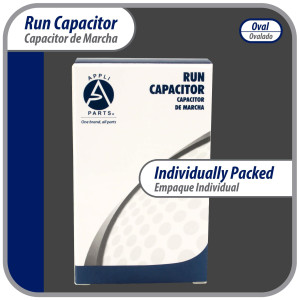 Appli Parts Run Capacitor for ac 15 Mfd uF (microfarads) 370 VAC or 450 VAC CBB65 Oval Universal fit for hvac and other applications 3-1/2in H 1-3/8in W 2-1/8in L CON-15-450-O