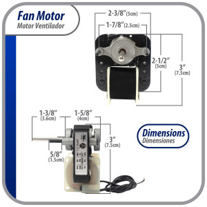 Appli Parts APFM-672 1/130 Hp Fan Motor, 220 V, 50/60 Hz, 3000 rpm, Reversible rotation, Universal Fan Motor Kit, Shaft 3/16 in by 1-1/4 in long includes 2 Fan Blades 4 and 5.5 in, UL, NUV-672, SM672