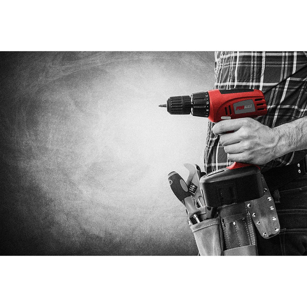 Promaker Cordeless Drill Driver 14.4V LI-ION PRO-TI14.4
Battery: LI-ION
Voltage: 14.4V
Speed: 0-350 / 0-1150rpm
Chuck size: 3/8in(10 mm)
Weight: 2.14Lb
Max torque: 270 Lb.In