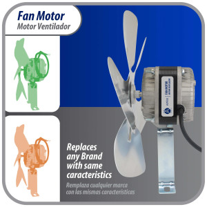 Appli Parts APFM-162E 16W Condenser and Evaporator Fan Motor 220V 60Hz 0.5A, Includes 10in Aluminum Fan Blade and Mounting Base, Universal Replacement for Commercial Refrigeration Units