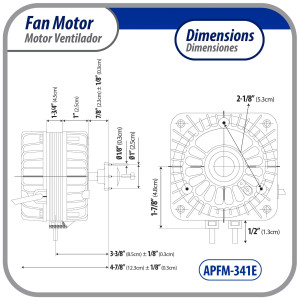 Appli Parts APFM-341E 34W Condenser and Evaporator Fan Motor 115V 60Hz 1.5A, Includes 12in Aluminum Fan Blade and Mounting Base, Universal Replacement for Commercial Refrigeration Units