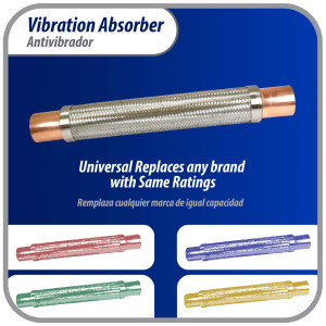 Appli Parts APVE-258 2-5/8 in Vibration Absorber Eliminator Sweat Connections 24 in Long 300 psi Max working and 3,265 psi Burst pressure