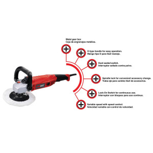 Promaker Electric Polisher PRO-PL1300
Voltage - Frequency: 120V - 60Hz
Amperage: 11.2AMP
Power: 1300W
Speed: 0-3000rpm
Grinding Disc Diameter: 7in(180mm)
Weight: 8.8Lb
Cord: 6.5ft
