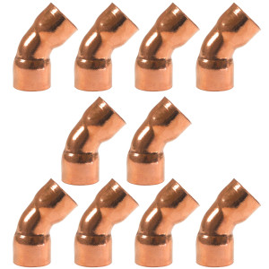 Appli Parts AP-C07845B10 7/8 45 Degree Elbow Short Turn Copper pipe fittings CxC Sweat connections for refrigeration, air conditioning and plumbing applications ACR and Type L copper pipe (10 x Bag)