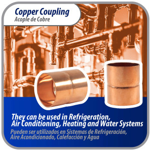 Appli Parts AP-A118 1-1/8 in Wrot Copper Coupling fitting CxC Sweat connections for refrigeration, air conditioning and plumbing applications ACR and Type L copper pipe