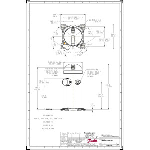 Danfoss HRH044U2LP6 3.7 tons 44,000 btu/h Compatible with R410A, Scroll compressor for Air conditioning 208-230/3/60 (V/Ph/Hz) Discharge 1/2 in, Suction 7/8 in, ODF, PVE Oil 121L1453, 121L1456