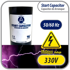 Appli Parts CON-88-330 Motor Start Capacitor 88-108 MFD uF, 330 VAC. Universal for Electric Motor Applications, 1.44 in Wide, 3.38 in Height