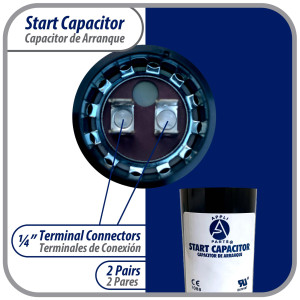 Appli Parts CON-88-330 Motor Start Capacitor 88-108 MFD uF, 330 VAC. Universal for Electric Motor Applications, 1.44 in Wide, 3.38 in Height