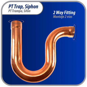 Appli Parts AP-PT158 1-5/8 in Wrot Copper Suction P-Trap ODF CxC connections for refrigeration, air conditioning and plumbing applications ACR and Type L copper pipe