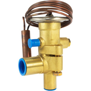 Emerson TCLE 12 HW Alco Thermostatic Expansion Valve Compatible with R22, R407C, 12 tons with external equalization 1/4 in SAE, 1/2 x 5/8 ODF solder connection, operating range -10 F to 50 F