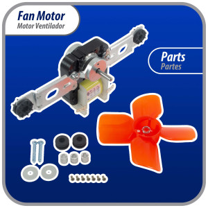 Appli Parts APFM-343 12 W, 115 V, 60 Hz, 0.22 A, 3000 rpm, CW rotation Evaporator Fan Motor replacement kit 343 with Brackets includes Fan Blade Grommets and Brackets Fits 482731 and others