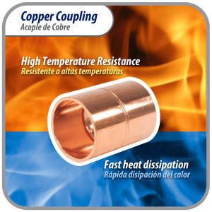 Appli Parts AP-A012 1/2 in Wrot Copper Coupling fitting CxC Sweat connections for refrigeration, air conditioning and plumbing applications ACR and Type L copper pipe
