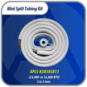 Appli Parts APLS-K38583813 Mini Split Tubing Kit 3/8 x 5/8 in, 13 ft, with 3/8 in Insulation, Drain Hose, Mummy Tape and Teflon Tape. Made of copper and aluminum