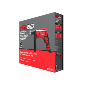 Promaker 1/2in Hammer Drill PRO-TP500
Voltage - Frequency: 120V - 60Hz
Amperage: 5.0AMP
Power: 500W
Speed: 0-2800rpm
Chuck size: 1/2in (13mm)
Weight: 4.62Lb
Cord: 6.5ft