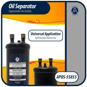 Appli Parts APOS-55855 5/8 in ODF Oil Separator, Compatible with CFC, HCFC, HFC, R22, R407C, R502, R134a, R404A, R507A, Working temperature 14 F to 266 F