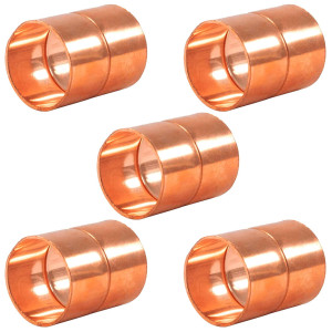 Appli Parts AP-A158B5 1-5/8 in Wrot Copper Coupling fitting CxC Sweat connections for refrigeration, air conditioning and plumbing applications ACR and Type L copper pipe (5 x Bag)

