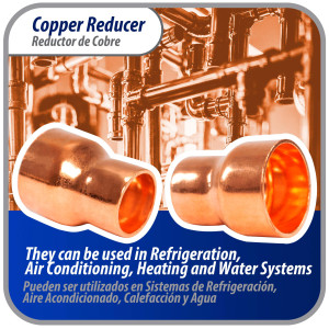 Appli Parts AP-R078058 7/8x5/8 in Reducing Bushing Copper pipe fittings C x C Sweat connections for refrigeration, air conditioning and plumbing applications ACR and Type L copper pipe