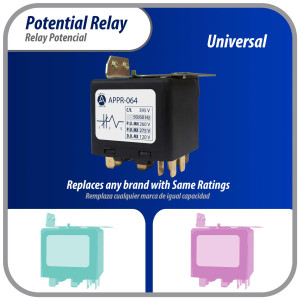 Appli Parts APPR-064 Potential Relay 064, Coil Voltage 395 V, Min Pick up 260 V, Max Pick up 275 V, Max Drop Out 120 V, 50/60 Hz Universal replacement for HVAC and Refrigeration units